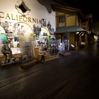 California History Museum Exhibit Display with Historic Photos