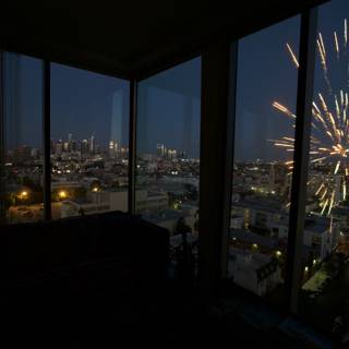 Spectacular Fireworks Display over Urban Metropolis
