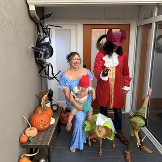 Halloween Front Porch Portrait with Alice and Captain Hook