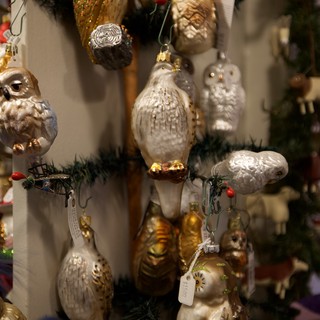 Vintage Glass Bird Christmas Ornaments Display