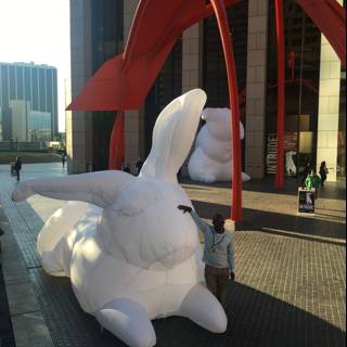 Inflatable Rabbit Takes Over LA Architecture