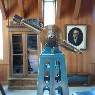 Vintage Astronomical Telescope in Historic Observatory