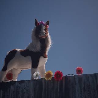 Majestic Horse on Flower Wall