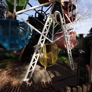 Colorful Miniature Ferris Wheel in Backyard Setting