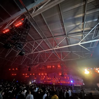Red Stage Lights at Electronic Music Concert Venue