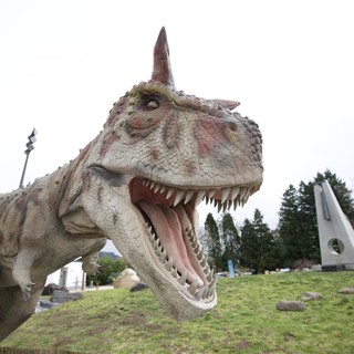 Fierce Carnotaurus Dinosaur Sculpture Display at Park