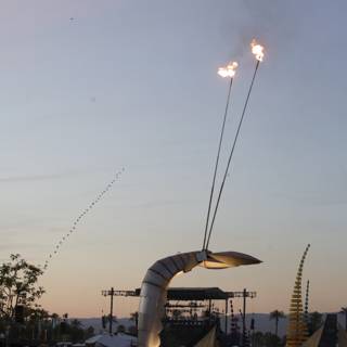 Flaming Sculpture at Coachella