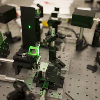 Green-Lit Machine in a Manufacturing Plant