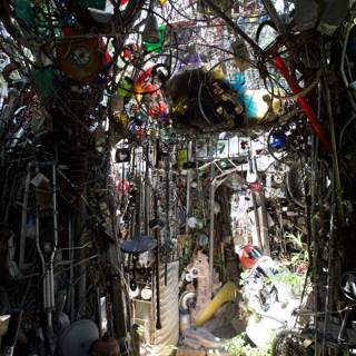 The Chaos of Wiring and Junk in Austin Trash Chapel