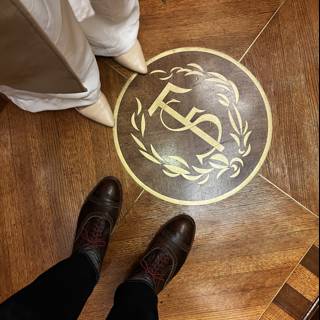 Standing on a Stained Wood Logo Floor