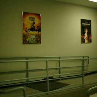 Aesthetic Hallway with a Minimalistic Railing and Posters
