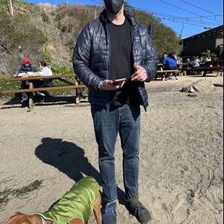 Masked Man on Bodega Beach