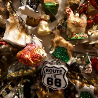 Vintage Glass Christmas Ornament Collection with Route 66