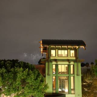 Green Mystic Tower at Night