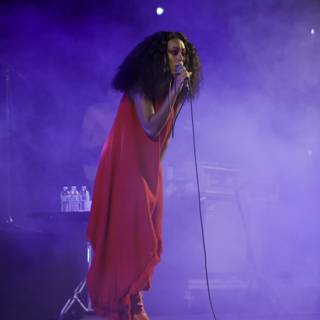Solange Takes the Stage in Red Dress