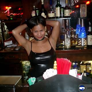 Lady in Black Behind the Bar