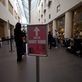 Baby Rave Sign at Asian Art Museum Atrium