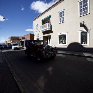 Vintage Car on Sunlit Santa Fe Street