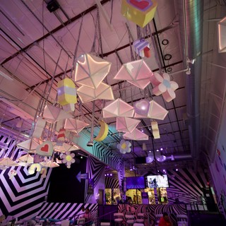 Whimsical Geometric Installation in Contemporary Art Space