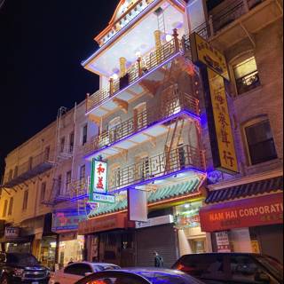 Nighttime at a Bustling Chinese Restaurant on a San Francisco Street