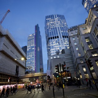 London Financial District at Twilight with Modern Skyscrapers