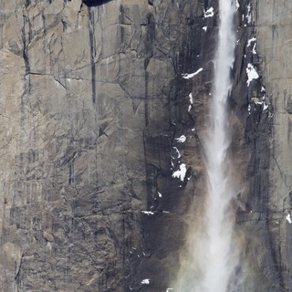 Upper Yosemite Falls Cascading Down Granite Cliff Face