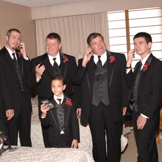Groomsmen Talking on Cell Phones Before Wedding