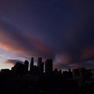 Radiant Sunset over Los Angeles Skyline