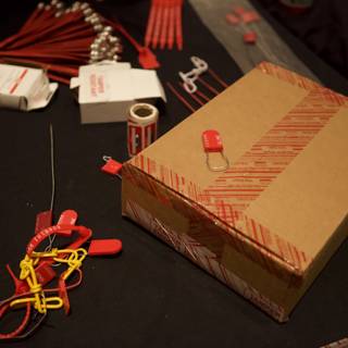 Red-Taped Box Ready to Supply