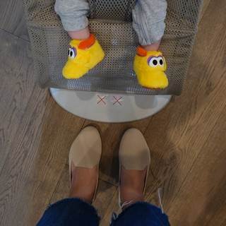 Parent and Child in Yellow Duck Slippers