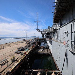 USS Hornet Aircraft Carrier Docked at Port