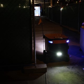 Autonomous Delivery Robot Navigates Festival Grounds at Night