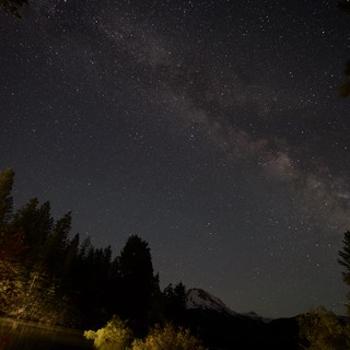 Milky Way Arches Over Mount Lassen's Wilderness Lake