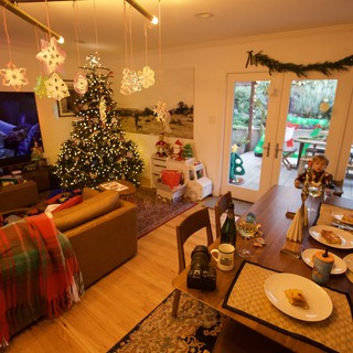Cozy Christmas Morning Family Celebration at Home