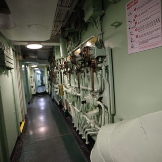 Narrow Corridor Inside USS Hornet Aircraft Carrier