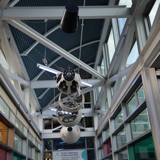 Suspended Satellite Model in Glass Atrium Observatory