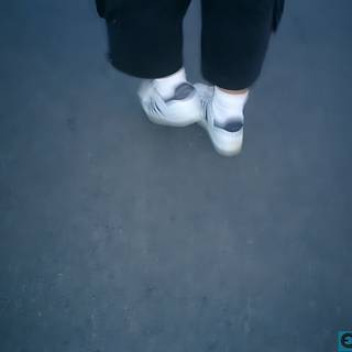 A Walk in Black Pants and White Sneakers