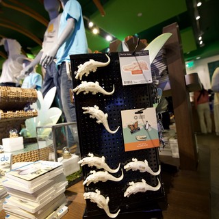 White Gecko Figurines Display in Museum Gift Shop