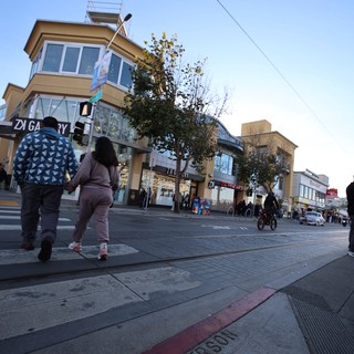 Evening Street Scene on Jefferson Avenue Shopping District