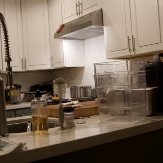 Busy Kitchen Counter After Holiday Cooking Session