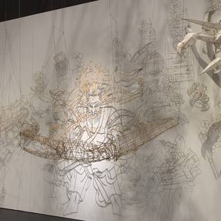 Artistic Drawings on a Large White Wall