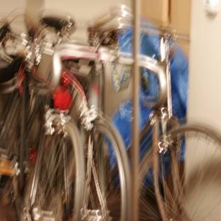 Blurred Bicycle Rack with a Bag