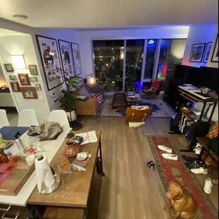 Cozy Living Room with a Furry Companion