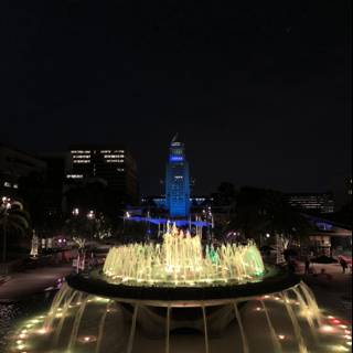 Glowing Water Fountain in the Heart of the City