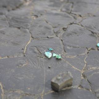 Blue Gemstone on Flagstone Walkway
