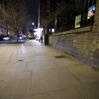 Empty Urban Sidewalk at Night in London