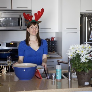 Holiday Kitchen Prep with Reindeer Antlers
