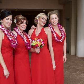 Four Red Dresses at a Hawaiian Wedding
