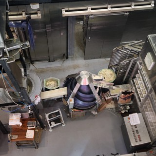 Overhead View of Busy Commercial Kitchen Workspace