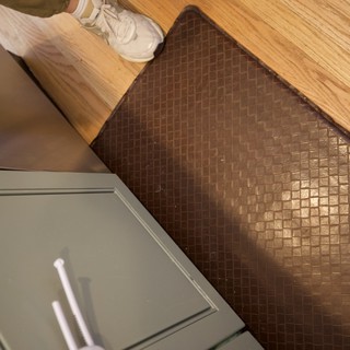 Kitchen Transition: Wood Floor Meets Copper Tile
